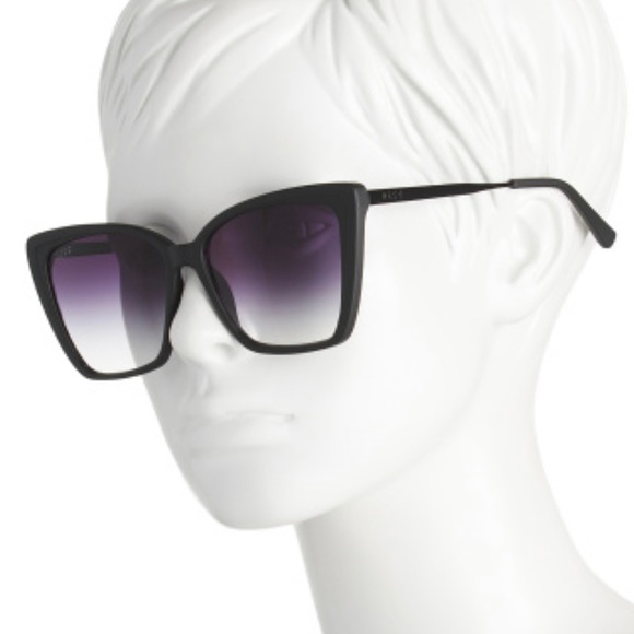DIFF Heidi Sunglasses Matte Black Frame Grey Gradient Lenses Sharp Cat Eye NIB - Picture 5 of 16